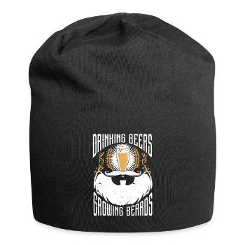 Drinking Beers And Growing Beards, Funny Beard - Jersey-Beanie - Schwarz - Vorne