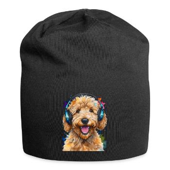 Goldendoodle Casque Chien Animal Design Imprimer - Bonnet en jersey - noir - Devant