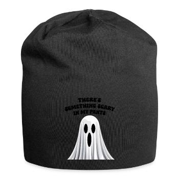 Lustiger Spruch Etwas Gruseliges in der Hose - Jersey-Beanie - Schwarz - Vorne