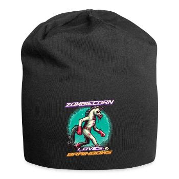 Zombiecorn Liebt Brainbows Zombie Einhorn - Jersey-Beanie - Schwarz - Vorne
