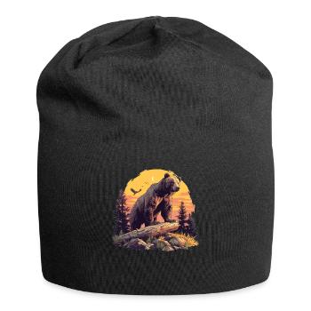 Bear Bären Bär - Jersey-Beanie - Schwarz - Vorne