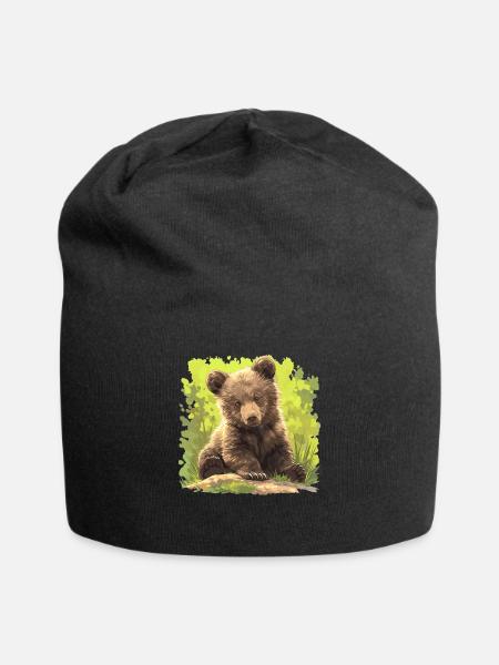 Bear Bären Bär - Jersey-Beanie - Schwarz