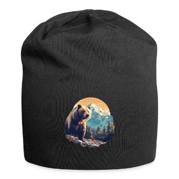 Bear Bären Bär - Jersey-Beanie - Schwarz - Vorne