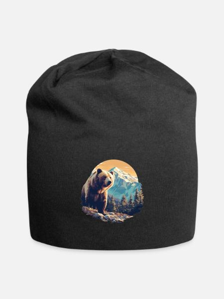 Bear Bären Bär - Jersey-Beanie - Schwarz