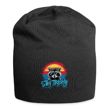 Stay Trashy Lustiges Kostüm Waschbär - Jersey-Beanie - Schwarz - Vorne