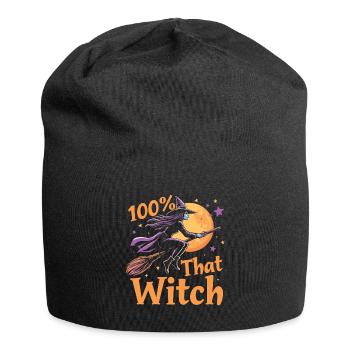 Halloween Witch Costume Witch Broom - Jersey Beanie - black - Front