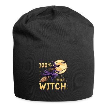 Halloween Witch Costume Witch Broom - Jersey Beanie - black - Front