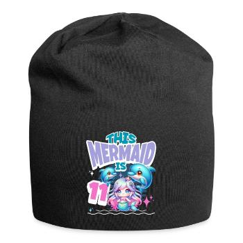 Meerjungfrau 11. Geburtstag Mädchen Kinder - Jersey-Beanie - Schwarz - Vorne