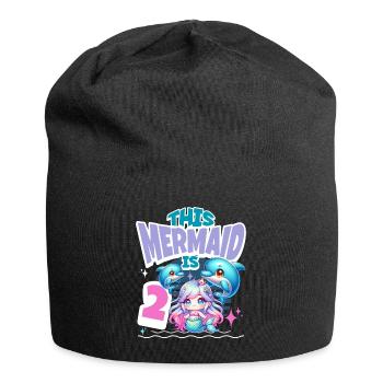 Meerjungfrau 2. Geburtstag Mädchen Kinder - Jersey-Beanie - Schwarz - Vorne