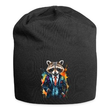 Costume de raton laveur Imprimé de conception d’animaux colorés - Bonnet en jersey - noir - Devant