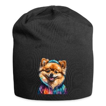 Loulou de Poméranie Sweat à capuche de Poméranie Imprimé chien - Bonnet en jersey - noir - Devant