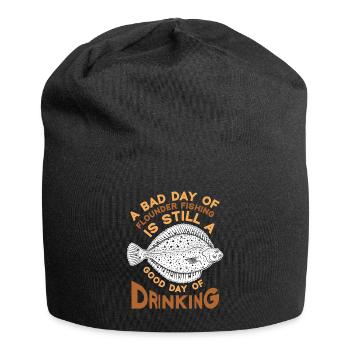 Flounder Fisherman Saying - Jersey Beanie - black - Front