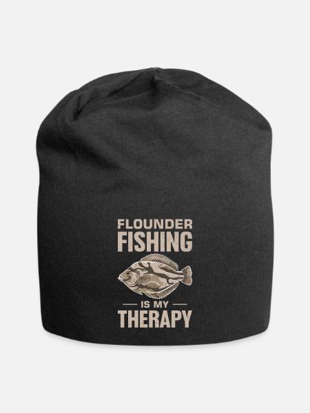 Flunder Fischer Spruch - Jersey-Beanie - Schwarz