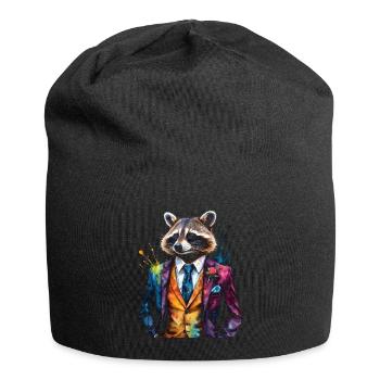 Costume de raton laveur Imprimé de conception d’animaux colorés - Bonnet en jersey - noir - Devant
