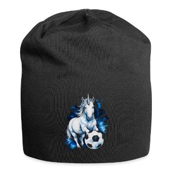 Einhorn Fußball Bunt Schottland Tier Design Print - Jersey-Beanie - Schwarz - Vorne