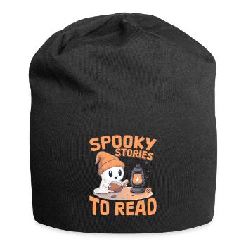 Funny Teacher Halloween Ghost Reading Book - Jersey Beanie - black - Front