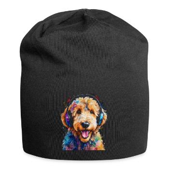 Goldendoodle Casque Chien Animal Design Imprimer - Bonnet en jersey - noir - Devant