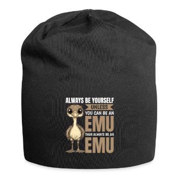 Funny Emu Animal Always Be Yourself - Jersey Beanie - black - Front