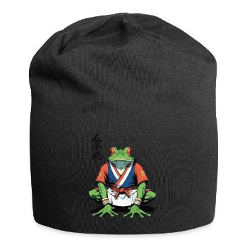 Samurai Frosch & Vintage Ukiyo-e Stil Design - Jersey-Beanie - Schwarz - Vorne
