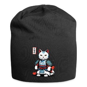 Samurai Katze in Japanischem Samurai Kunstwerk - Jersey-Beanie - Schwarz - Vorne