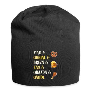 Mass Giggal Pretzels Kas Obazda Gaudi Bavarian Words - Jersey Beanie - black - Front