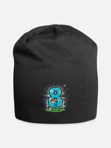 8. Geburtstag 8 Jahre Fußball Fußballspieler - Jersey-Beanie - Schwarz
