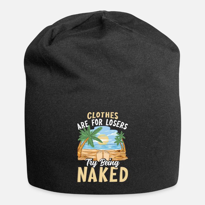 Nudism Saying - Jersey Beanie - black