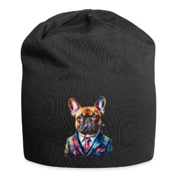 Französische Bulldogge Anzug Frenchie Hund Tier - Jersey-Beanie - Schwarz - Vorne