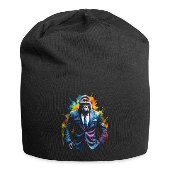 Gorilla Anzug Affe Bunt Tier Design Print - Jersey-Beanie - Schwarz - Vorne