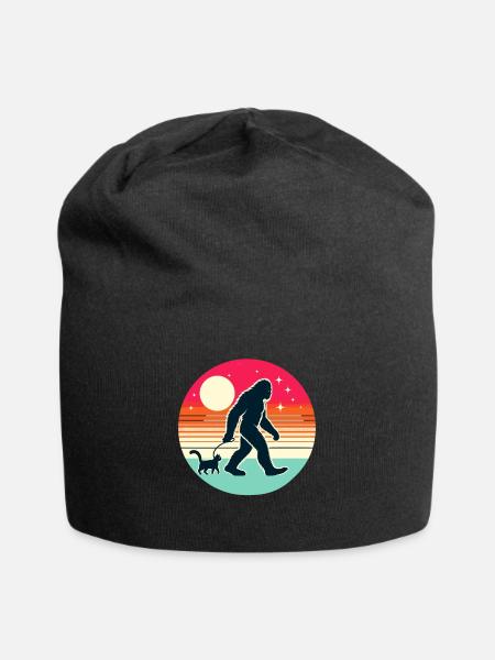 Bigfoot Katze Lustige Bilder - Jersey-Beanie - Schwarz