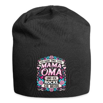 Geschenk Oma Baby Nachwuchs Mama Sprüche - Jersey-Beanie - Schwarz - Vorne