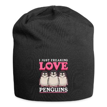 Pinguin lustige Baby Pinguine Geschenk - Jersey-Beanie - Schwarz - Vorne