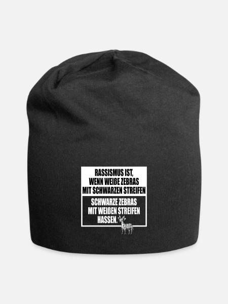 Rassismus Einfach Erklärt Mit Zebra Streifen - Jersey-Beanie - Schwarz