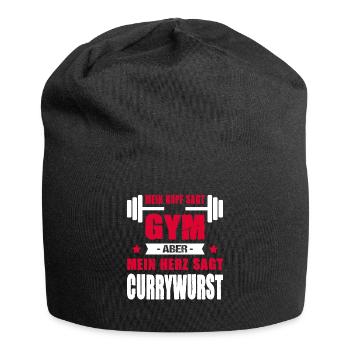 Mein Kopf Sagt Gym Aber Mein Herz Sagt Currywurst - Jersey-Beanie - Schwarz - Vorne