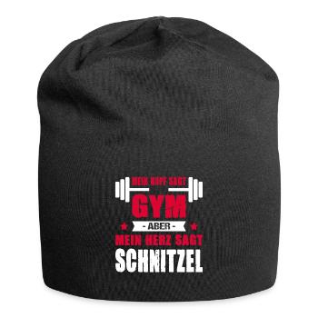 Mein Kopf Sagt Gym Aber Mein Herz Sagt Schnitzel - Jersey-Beanie - Schwarz - Vorne