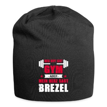 Mein Kopf Sagt Gym Mein Herz Sagt Brezel Cheatday - Jersey-Beanie - Schwarz - Vorne