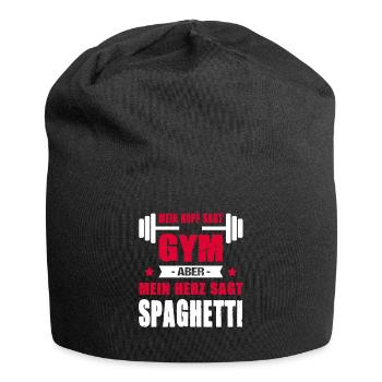 Mein Kopf Sagt Gym Aber Mein Herz Sagt Spaghetti - Jersey-Beanie - Schwarz - Vorne