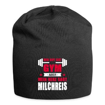 Mein Kopf Sagt Gym Aber Mein Herz Sagt Milchreis - Jersey-Beanie - Schwarz - Vorne
