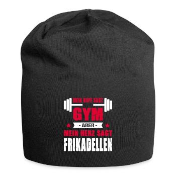 Mein Kopf Sagt Gym Aber Mein Herz Sagt Frikadellen - Jersey-Beanie - Schwarz - Vorne