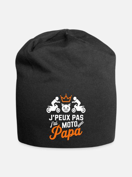 Motard avec Papa - J'peux pas j'ai Moto - Bonnet en jersey - noir