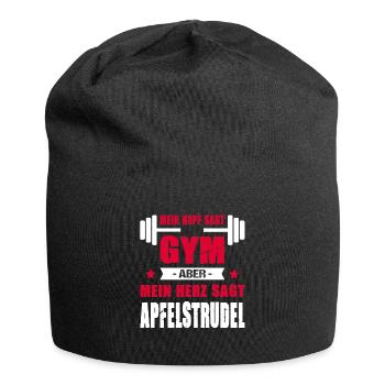 Mein Kopf Sagt Gym Mein Herz Sagt Apfelstrudel - Jersey-Beanie - Schwarz - Vorne