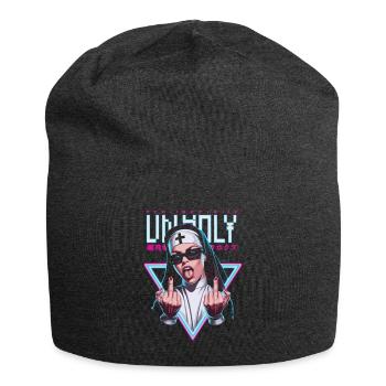 Provocative and expressive – rebellious fashion - Jersey Beanie - charcoal grey - Front