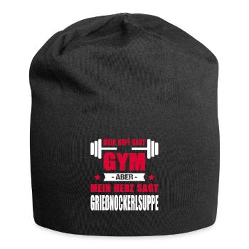 Kopf Sagt Gym Mein Herz Sagt Grießnockerlsuppe - Jersey-Beanie - Schwarz - Vorne