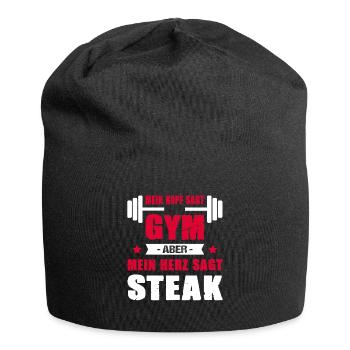 Mein Kopf Sagt Gym Mein Herz Sagt Steak - Jersey-Beanie - Schwarz - Vorne