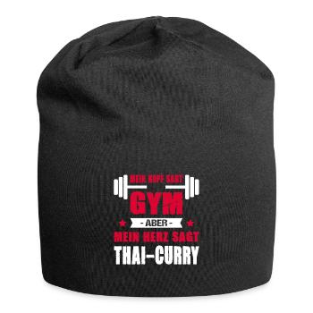 Mein Kopf Sagt Gym Aber Mein Herz Sagt Thai-Curry - Jersey-Beanie - Schwarz - Vorne