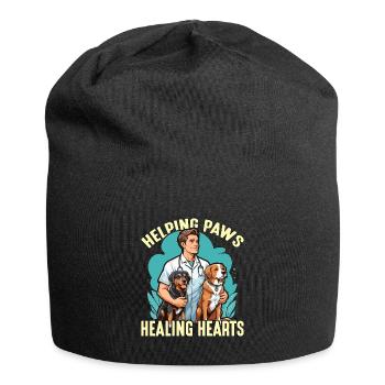 Veterinary Technician Helping Paws Animal Lover - Jersey Beanie - black - Front