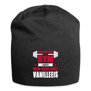 Mein Kopf Sagt Gym Aber Mein Herz Sagt Vanilleeis - Jersey-Beanie - Schwarz - Vorne