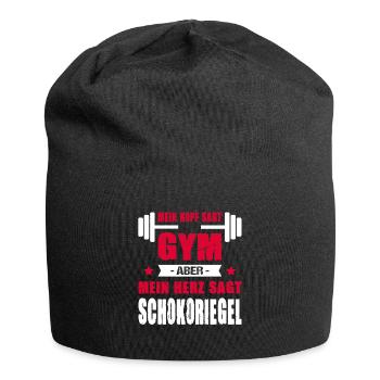 Mein Kopf Sagt Gym Mein Herz Sagt Schokoriegel - Jersey-Beanie - Schwarz - Vorne