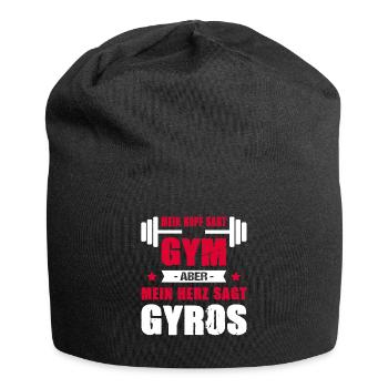 Mein Kopf Sagt Gym Mein Herz Sagt Gyros Cheatday - Jersey-Beanie - Schwarz - Vorne