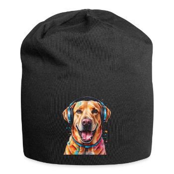 Labrador Retriever Kopfhörer Hund Tier Print - Jersey-Beanie - Schwarz - Vorne